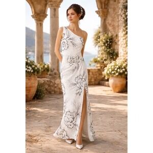 Marchesa Notte Gown Maxi Dress Sz 8 Floral Special Occasion Prom Wedding